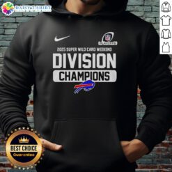 Nice Buffalo Bills 2025 Super Wild Card Weekend Division Champions hoodie in blue, featuring team logo and championship design.