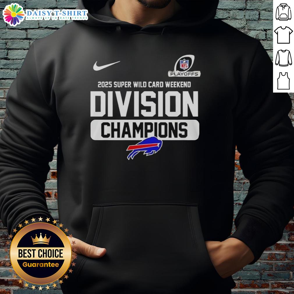 Nice Buffalo Bills 2025 Super Wild Card Weekend Division Champions hoodie in blue, featuring team logo and championship design.