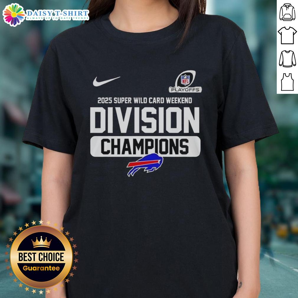 Buffalo Bills 2025 Super Wild Card Weekend Division Champions ladies tee showcasing team pride and style.