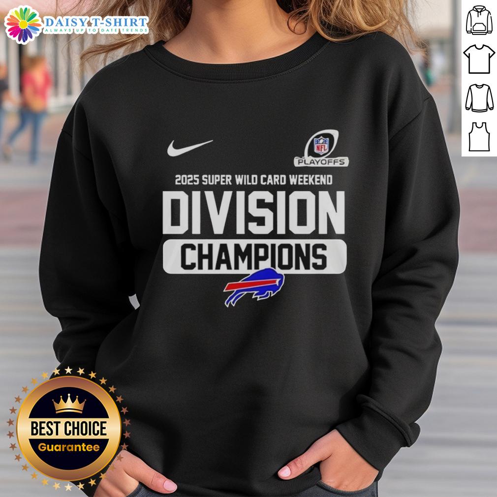 Nice Buffalo Bills 2025 Super Wild Card Weekend Division Champions sweatshirt in team colors, perfect for fans.