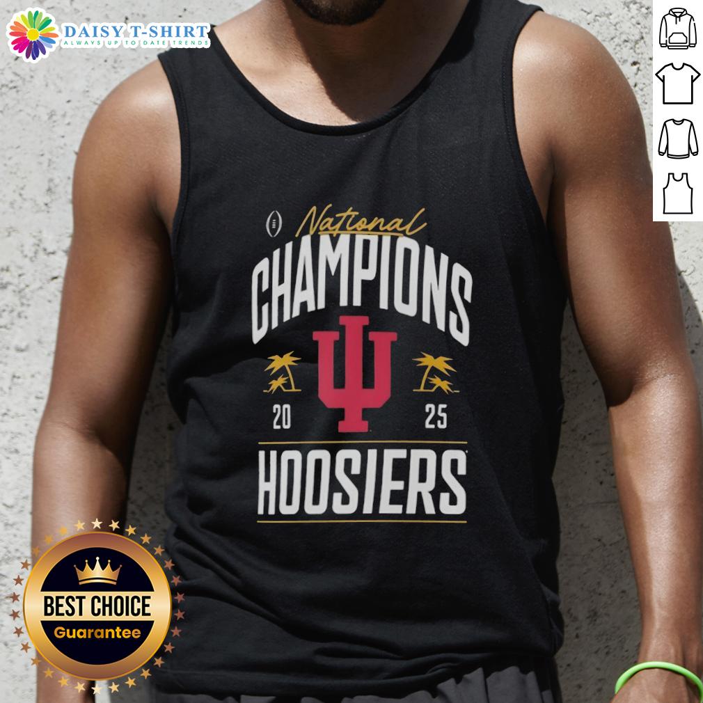 Nice Indiana Hoosiers College Football Playoff National Champions 2025 logo on a stylish palm tree tank top.