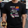 Alt Text: Arizona girl in a California world t-shirt, showcasing a stylish design perfect for casual wear and travel enthusiasts.