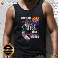 Arizona girl in a California world tank top, showcasing a stylish design perfect for casual summer wear.