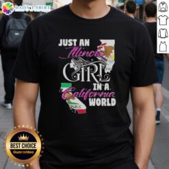 Illinois girl in a California world T-shirt design, showcasing a trendy graphic tee with a fun, casual vibe.