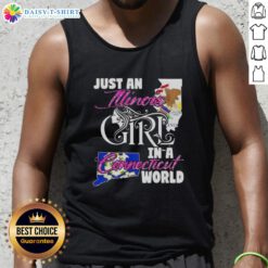 Illinois girl in Connecticut world tank top, showcasing a stylish and fun design perfect for casual outings.
