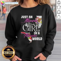 Illinois girl in a stylish Florida-themed sweatshirt, showcasing vibrant colors and a comfy fit perfect for casual wear.