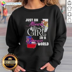 Illinois girl in Georgia wearing a stylish 'Just An Illinois Girl In A Georgia World' sweatshirt, showcasing regional pride.