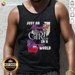 Illinois girl in a Georgia world tank top, showcasing a casual style perfect for summer outings and Southern charm.