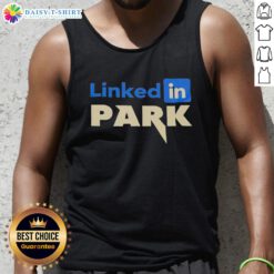 Stylish Nice Linked In Park tank top displayed on a mannequin against a vibrant outdoor background.