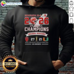 Nice Undefeated 16-0 2026 CFP National Champions hoodie featuring Indiana Hoosiers vs Miami Hurricanes at Hard Rock Stadium.