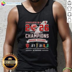 Nice Undefeated 16-0 2026 CFP National Champions tank top featuring Indiana Hoosiers vs Miami Hurricanes at Hard Rock Stadium.