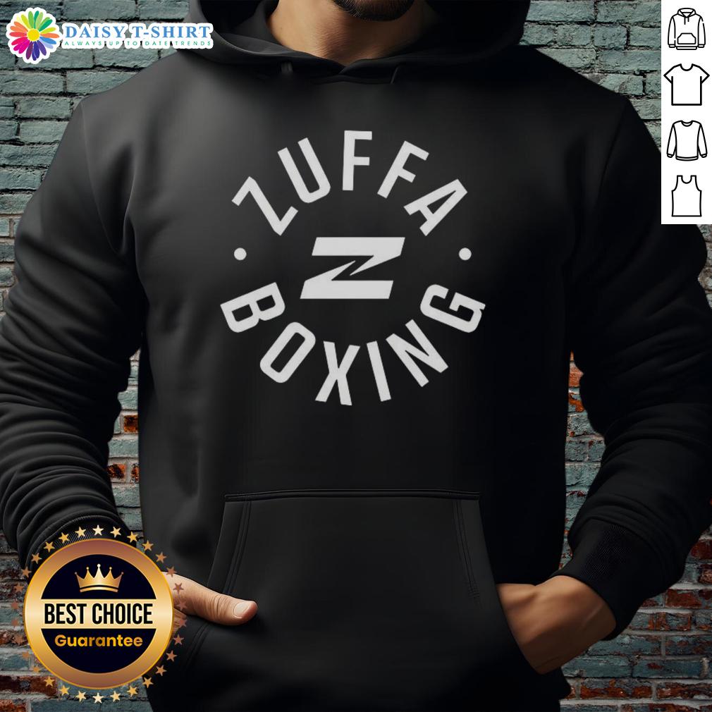 Alt Text: Person wearing Nice Zuffa Boxing Ring Walk Hoodie, showcasing stylish design and comfort for boxing fans.