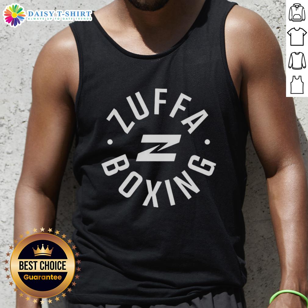 Person wearing Nice Zuffa Boxing Ring Walk tank top, showcasing vibrant design and sporty style for boxing fans.