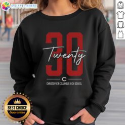 Alt Text: Official 30 Twenty Christopher Columbus High School Sweatshirt in navy blue, featuring school logo and comfortable fit.