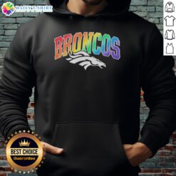 Official Denver Broncos Pride LGBT Hoodie featuring vibrant colors and team logo, perfect for fans celebrating diversity.
