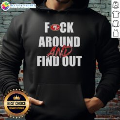 Official Fck Around and Find Out San Francisco 49ers Hoodie in red, featuring team logo and bold graphic design.