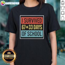Alt Text: Official I Survived 6733 Days of School Ladies Tee featuring bold text on a stylish t-shirt design.