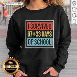 Alt Text: I Survived 6733 Days of School Sweatshirt in navy blue, featuring bold white text and a comfortable fit.