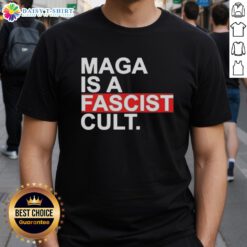 Official Maga Is A Fascist Cult Ice T-Shirt featuring bold graphics and a satirical design for political statement wear.