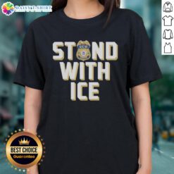 Official Stand With ICE Officer Ladies Tee featuring a bold graphic design supporting ICE officers in stylish women's fit.