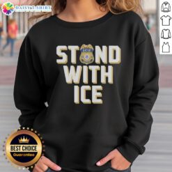 Official Stand With ICE Officer Sweatshirt featuring bold text and a comfortable design for supporters of ICE.