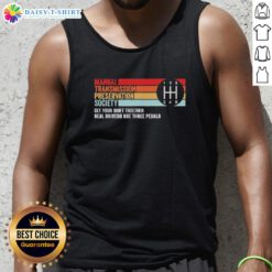Official Manual Transmission Preservation Society tank top featuring a vintage design, perfect for car enthusiasts.