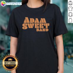Original Adam Sweet Band logo on a stylish ladies tee, featuring vibrant colors and a modern design for music fans.