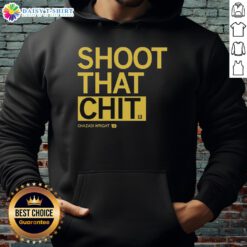 Original Chazadi Wright Shoot That Chit Hoodie displayed on a model, showcasing its unique design and vibrant colors.