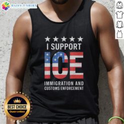 Patriotic tank top featuring 'I Support Ice' with the American flag design, perfect for showing your support for ICE.