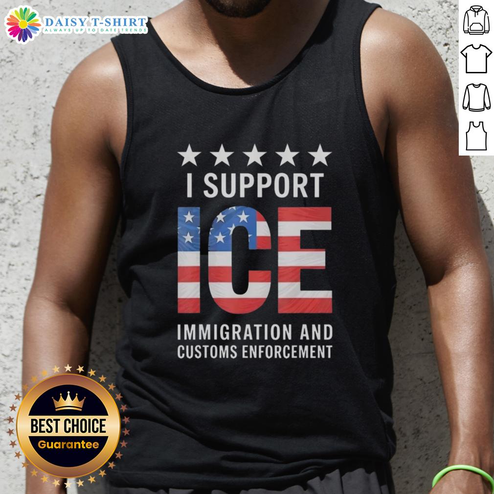 Patriotic tank top featuring 'I Support Ice' with the American flag design, perfect for showing your support for ICE.
