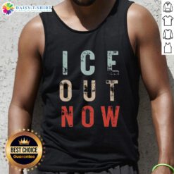 Original Ice Out Now Minneapolis Rally Abolish ICE tank top design featuring bold graphics and activism message.