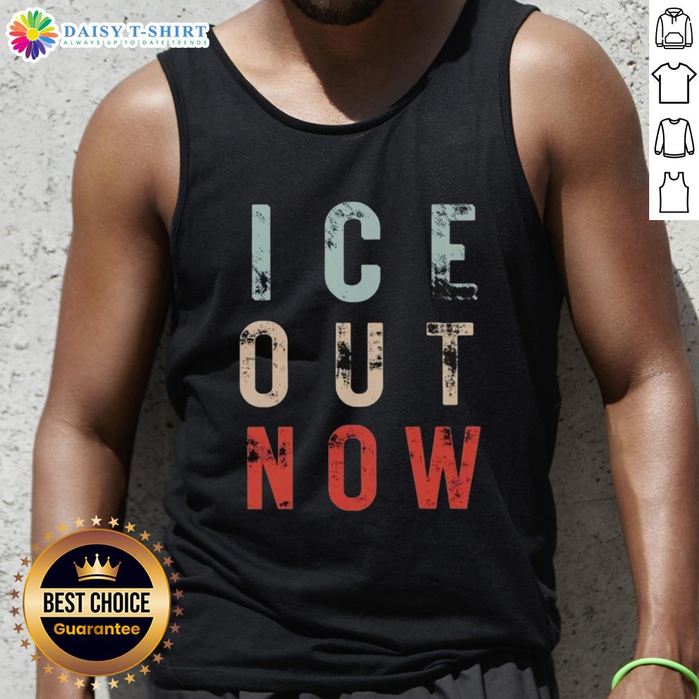 Original Ice Out Now Minneapolis Rally Abolish ICE tank top design featuring bold graphics and activism message.