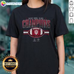Original Indiana Football CFP Rose Bowl Champions Ladies Tee featuring team colors and logo for passionate fans.