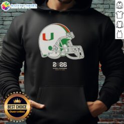 Alt Text: Original Miami Hurricanes Football 2026 National Championship Helmet Hoodie, featuring vibrant team colors and logo.
