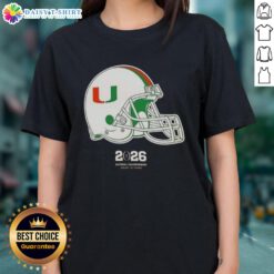 Original Miami Hurricanes Football 2026 National Championship Helmet Ladies Tee featuring vibrant team colors.