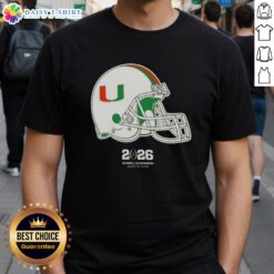 Alt Text: Original Miami Hurricanes Football 2026 National Championship Helmet T-Shirt featuring vibrant team colors and logo design.