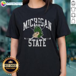 Original Michigan State Spartans Hockey vintage logo on a ladies tee, showcasing team spirit and retro style.