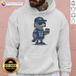 Alt Text: Premium Seattle Seahawks NFL Super Bowl LX 2026 hoodie featuring mascot and number 12 meme design.