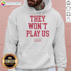 Premium Miami Basketball hoodie featuring 'They Won't Play Us' design, perfect for fans and streetwear enthusiasts.