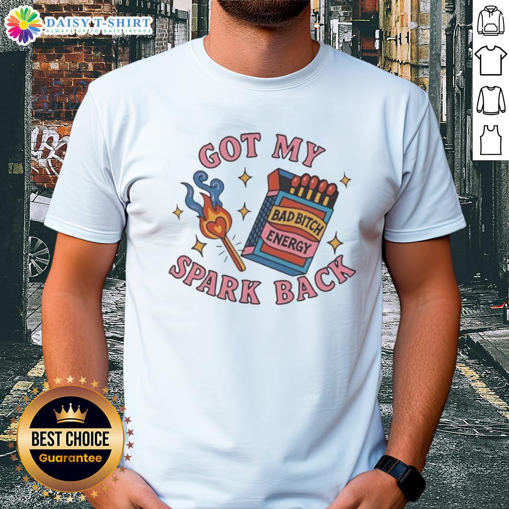 Alt Text: Pretty matchbox alongside 'Got My Spark Back' T-shirt, radiating bad bitch energy and stylish flair.