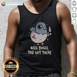 Alt Text: Stylish tank top featuring a bagel graphic, perfect for casual wear and food lovers. Pretty Nice Bagel design.