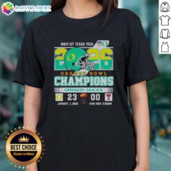 Vintage Oregon Ducks tee celebrating their shutout victory over Texas Tech in the 2026 Orange Bowl Champions game.