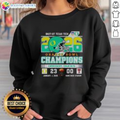 Alt Text: Vintage sweatshirt celebrating the Oregon Ducks' shutout victory over Texas Tech in the 2026 Orange Bowl Championship.