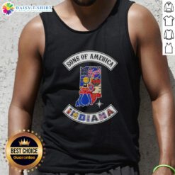 Pretty Son of America Indiana Map Sports Logos Combine Tank Top showcasing vibrant Indiana-themed designs and logos.