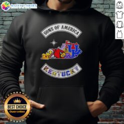 Alt Text: Pretty Son of America Kentucky Map Sports Logos Combine Hoodie featuring vibrant designs and state pride.