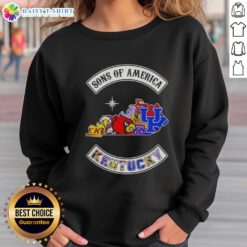 Alt Text: Kentucky map sweatshirt featuring sports logos, showcasing the Pretty Son of America design in vibrant colors.