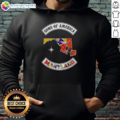 Pretty Son of America Maryland Map Sports Logos Combine Hoodie featuring vibrant Maryland-themed graphics.