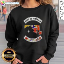 Alt Text: Pretty Son of America Maryland Map Sports Logos Combine Sweatshirt featuring vibrant state-themed graphics.
