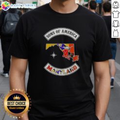 Pretty Son Of America Maryland Map Sports Logos Combine T-Shirt featuring vibrant designs representing Maryland sports teams.