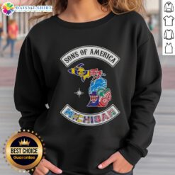 Pretty Son of America Michigan Map Sports Logos Combine Sweatshirt featuring vibrant graphics and a cozy design.